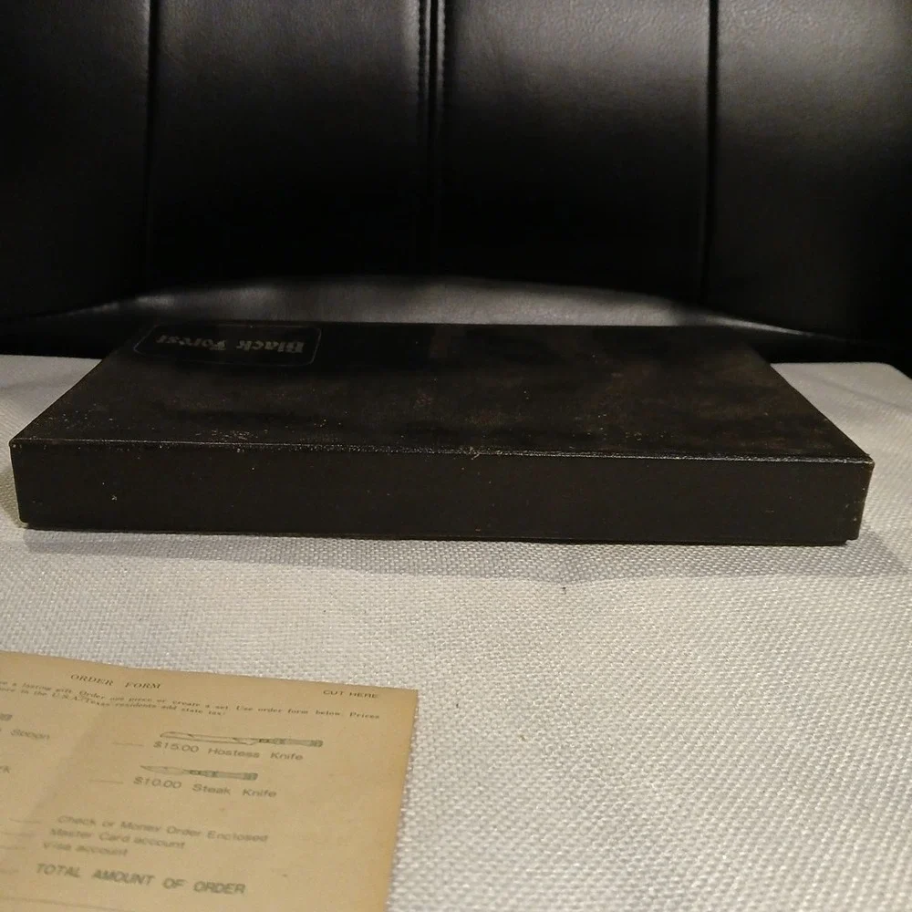 Maxam CTASK Black Forest Vtg MCM Lucite Handle‎ Steak Knives Boxed Set 6